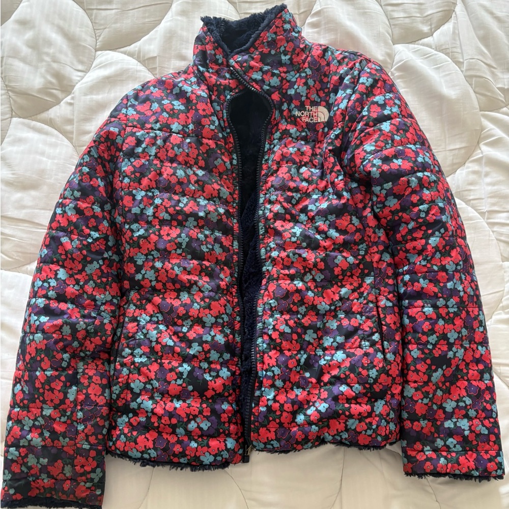 The North Face Girls Floral Jacket - Red and Blue